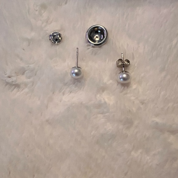 Large Vintage Honora 12mm Genuine Pearl Interchangable Sterling Earrings - Picture 5 of 9